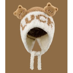 Warm and fashionable plush ear protection hat for children